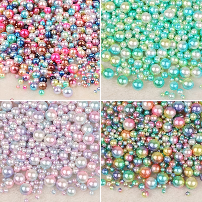 ABS เทียมไข่มุกไม่มีรูพรุนลูกปัด [ขนาดและสีผสม] รอบลูกปัดหลวม Diy สร้อยคอเครื่องประดับทำ