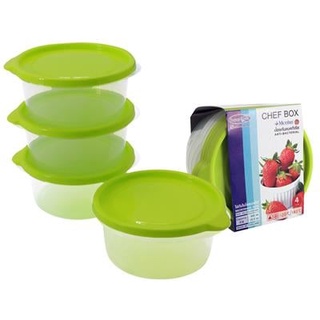 Homehapp  กล่องอาหารทรงกลม Chef Box MICRON WARE รุ่น JCP-6062 ขนาด 600 มล. (แพ็ค 4 ชิ้น) สีเขียว