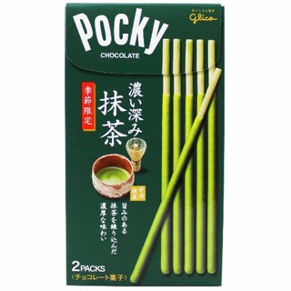 Glico Pocky Double Rich Matcha ป็อกกี้ญี่ปุ่น ป๊อกกี้ชาเขียว ขนมปังแท่งกรอบ เคลือบช็อกโกแลต  จากญี่ปุ่น (62g)