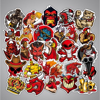 ⚡พร้อมส่ง⚡100ชิ้น reddevil กระโหลกแดง สายโหด ฮาร์ดคอร์ สติ๊กเกอร์ sticker พลาสติกกันน้ำ สีคมชัด