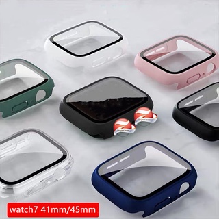 เคสสําหรับแอปเปิ้ลวอช สายนาฬิกา Watch 7ขนาด 41mm/45mm glass+pc iWatch Series 7สายสําหรับแอปเปิลวอช