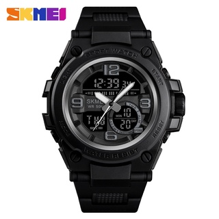 SKMEI NEW Watch Men Sport 5Bar Waterproof Men Wristwatch Dual Display Digital PU Strap Quartz Watch