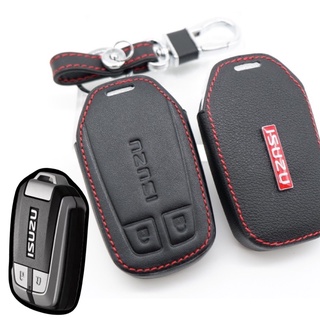 เคสซองหนังกุญแจรรีโมท ISUZU D-max Mu X 1.9/3.0 (2012-2018) ซองหนังแท้ ซองหนังใส่กุญแจ (โลโก้โลหะ)