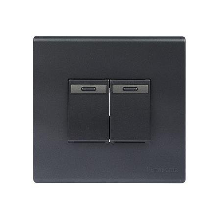 [พร้อมส่ง] HomeDoDee ชุดสวิตช์ 1 ทาง 2 ช่อง PANASONIC BSR 1231 MB สีดำ สวิตช์ไฟ สวิตช์ไฟ เปิด-ปิด