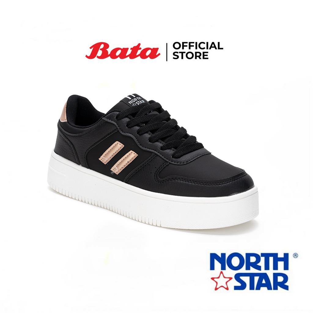 Bata บาจา ยี่ห้อ North Star รองเท้าผ้าใบ (สนีคเคอร์) แบบผูกเชือก รองเท้าผ้าใบแฟชั่น ร้องเท้าลำลอง สำหรับผู้หญิง รุ่น DAVE สีดำ 5316028