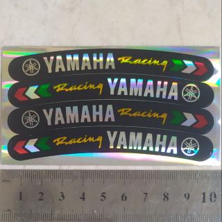 4ชิ้น สติ๊กเกอร์ฟรอยสะท้อนแสง รุ้ง ติดวงล้อ YAMAHA Racing 2ลายใน1แผ่น