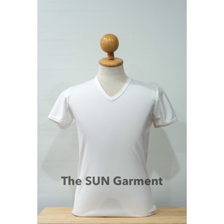 เสื้อรองในทหาร/คอวี /สีขาว ผ้าNANO
