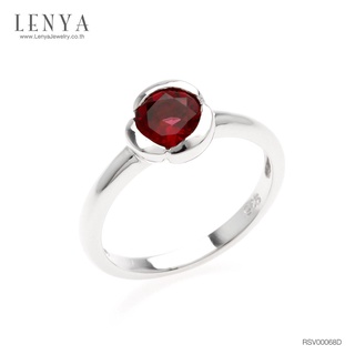 Lenya Jewelry แหวนพลอยโรโดไลท์ (Rhodolite) ตัวเรือนเงินแท้ชุบทองคำขาว