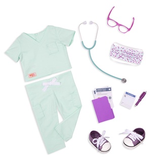 Our Generation -DELUXE DOCTOR IN SCRUBS OUTFIT (BD30455Z) - ชุดเสื้อผ้าผ่าตัด พร้อมอุปกรณ์สำหรับตุ๊กตา
