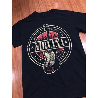 เสื้อยืดผ้าฝ้ายพิมพ์ลายแฟชั่นเสื้อวงมือสอง NIRVANA Size S มือ2