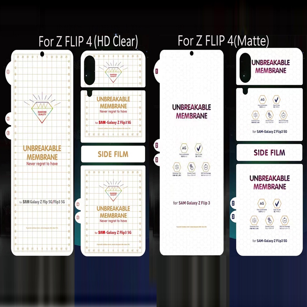 ฟิล์ม Hydrogel ด้านหน้าที่มองไม่เห็นสําหรับ Galaxy Z FLIP4 Ultra-light Clear Matte Screen Protector 