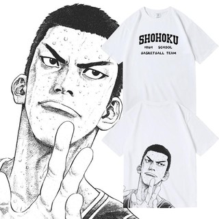 เสื้อยืด การ์ตูนอะนิเมะ slam dunk master Sakuragi ดอกไม้ถนนรอบเสื้อผ้าผ้าฝ้ายคอกลมแขนสั้นเสื้อยืดผู้ชายและผู้หญิง unisex