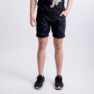 DAVIE JONES กางเกงขาสั้น ลายทหาร เอวยางยืด สีเทา สีดำ สีเขียว สีน้ำเงิน Camo Elasticated Shorts SH0008BK GY GR NV