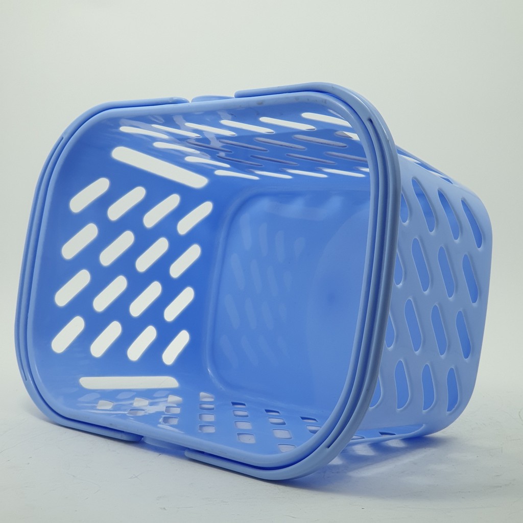 GlobalHouse ตะกร้าพลาสติกทรงสี่เหลี่ยมมีหูหิ้ว ZS9969-BU สีฟ้า ขนาด 21.5x31.5x14.5 ซม. สินค้าของแท้คุณภาพดี - รูปที่ 2