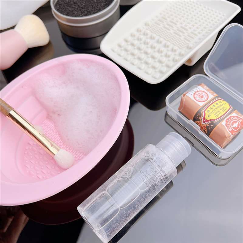 Brushlovelove อ่างล้างแปรงแต่งหน้า แบบพับได้ ซิลิโคนนิ่ม ไม่ทำร้านแปรงขนสัตว์