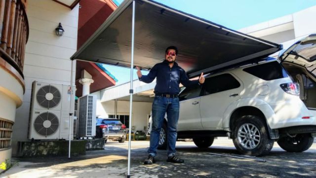 Awning ชิวบังแดดข้างรถ ติดตั้งได้กับรถทุกรุ่น กันน้ำกันฝน ทนทาน