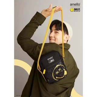 พร้อมส่ง กระเป๋าสะพายข้างแฟชั่น anello x SMILEY ผ้ากันน้ำ ช่องเยอะใส่ของได้เยอะ ใส่ได้ทุกเพศ ลายน่ารัก ใส่ได้ทุกสไตล์