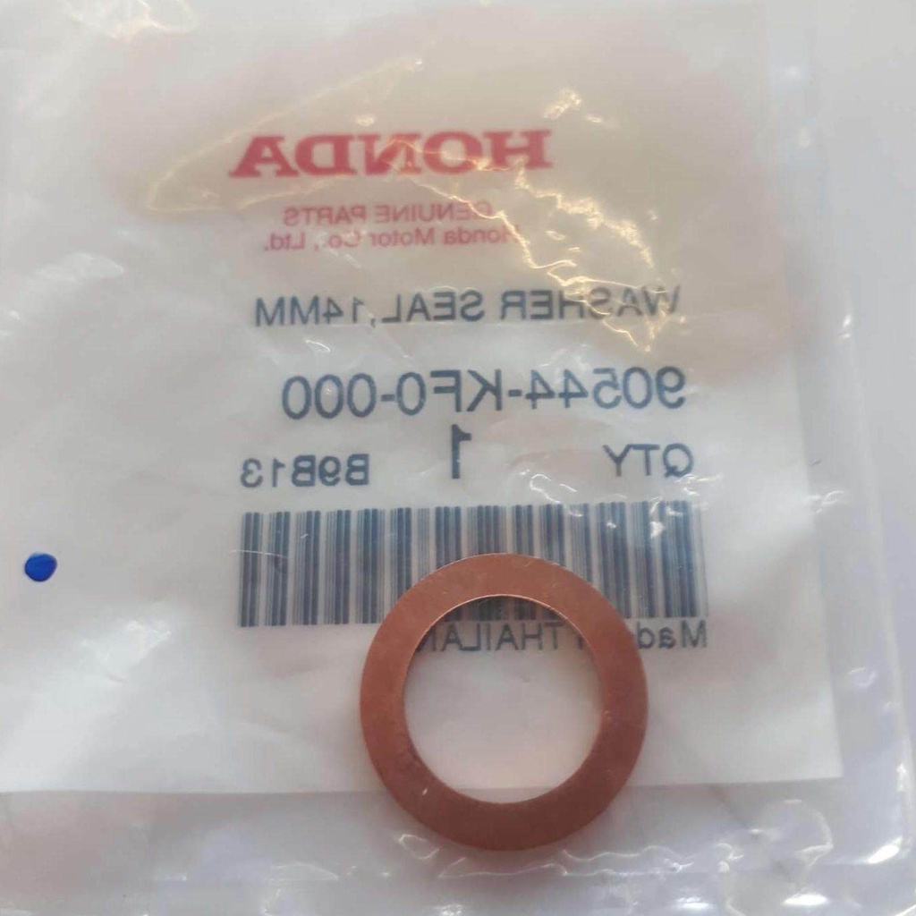 90544-KF0-000แหวนทองแดง14MM.กันรั่วน๊อตตัวดันโซ่ อะไหล่แท้HONDA