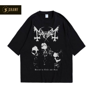 เสื้อยืดผ้าฝ้ายพิมพ์ลายขายดี เสื้อยืด พิมพ์ลาย Mayhem DEATHCRUSH BAND | H104 | เสื้อยืดโลหะ สีดํา | เสื้อยืด พิมพ์ลาย Th