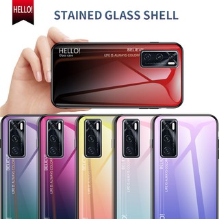 Vivo V20 SE  / V20 / V20 Pro Case Gradient Tempered Glass Back Phone Casing Slim Cover ปลอกโทรศัพท์ Vivo 2022