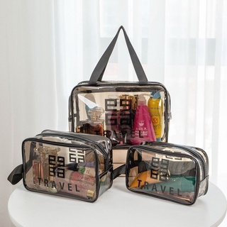 Portable Waterproof Cosmetic Bag Transparent Toiletries Bag PVC Make Up Pouch Case Travel Washbag Large Capacity Makeup Organizers