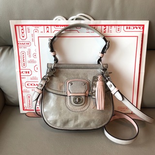 Coach Leather Colorblock Small New Willis 19036 Grey/Petal