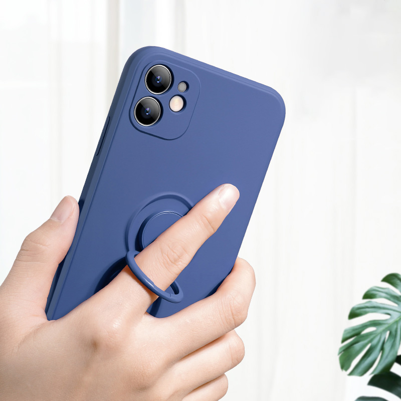 พร้อมขาตั้ง เคส ซิลิโคนนิ่ม NavyBlue 12 12Mini 12Promax 12Pro 11 11Pro 11Promax z1yu4p compatible for เคสไอโฟน #7