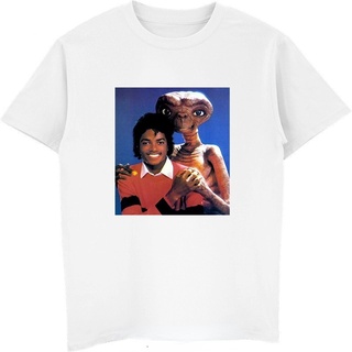 เสื้อยืดคอกลม✽☁Michael Jackson และ E.T T เสื้อ Unisex เสื้อตลก Vintage Graphic เสื้อแฟชั่นฤดูร้อน Casual Streetwear Ropa