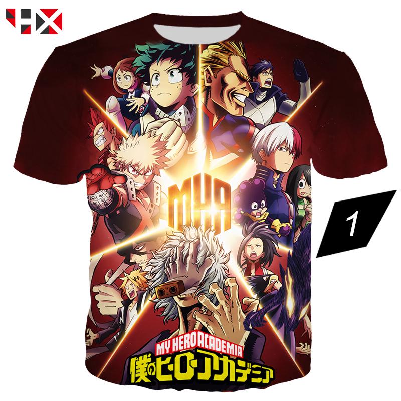 เสื้อยืดแขนสั้นพิมพ์ลาย My Hero Academia 3 D แฟชั่นสำหรับผู้ชาย