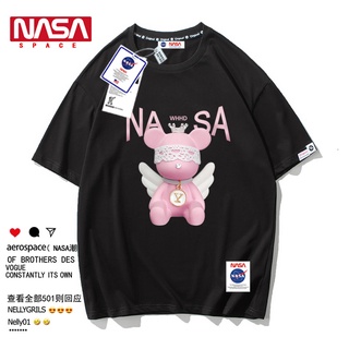 เสื้อยืดแขนสั้น ทรงหลวม พิมพ์ลายหมี Nasa สีชมพู สําหรับผู้ชาย และผู้หญิง