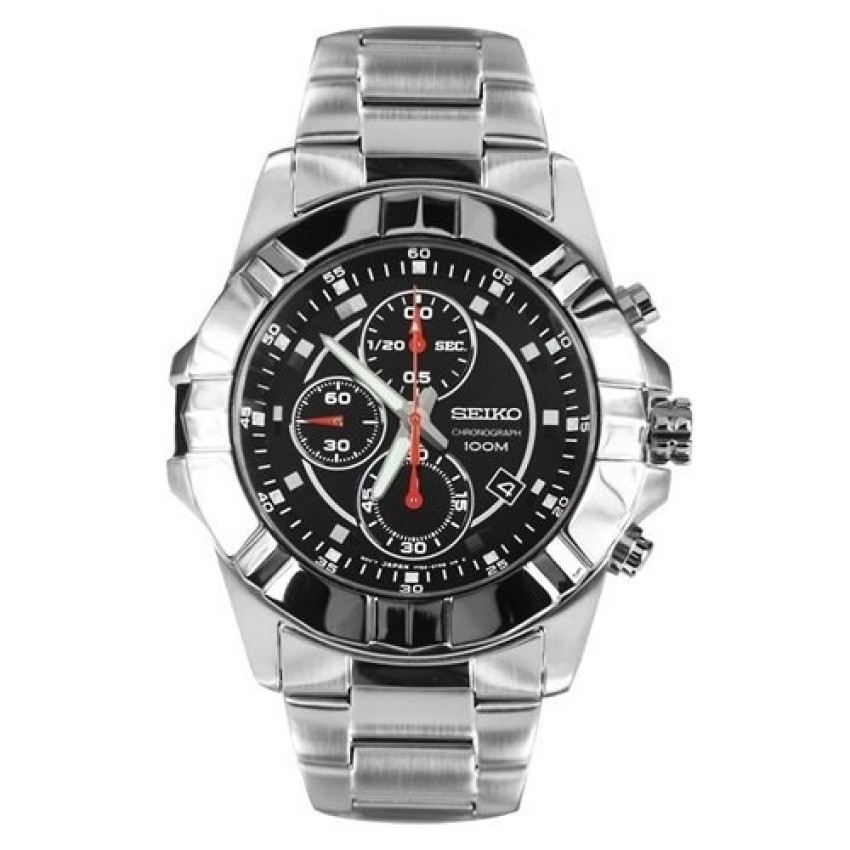 Karnvera Shop Seiko Mens Chronograph Watch Black Stainless Steel  SNDD73P1