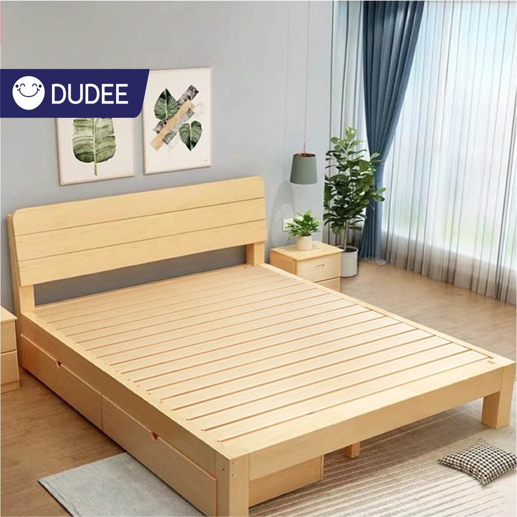 เตียงพับ เตียงนอนกลางแจ้ง ปรับเอนนอนได้ DUDEE เตียงไม้แท้ ไม้สนขนาด 6ฟุต 5ฟุต 3.5ฟุต มีอายุการใช้งานอย่างน้อย7ปี