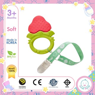 Ange อังจู ของเล่นเสริมพัฒนาการ สำหรับเด็กวัย 3 เดือน ยางกัดสตอรวงกลม Strawberry Ring Teether (สินค้าของแท้ มี มอก.)