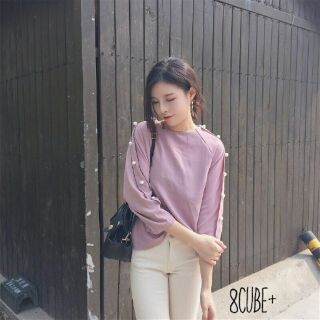 sleeve pearl blouse