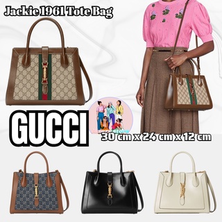 💝💯Gucci  GG  Jackie 1961 Series กระเป๋าโท้ตขนาดกลาง/กระเป๋าผู้หญิง/กระเป๋าสะพายข้าง/กระเป๋าสะพายไหล่/การจัดซื้อแบบยุโรป