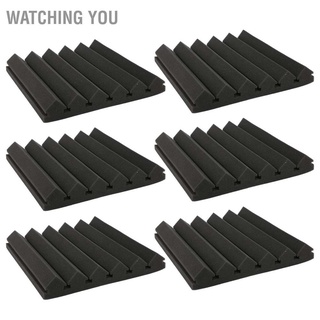 Watching You 6Pcs Acoustic Foam Panels Sound Absorbing Padding 3D Groove Wedges Studio Home Decor 30x30x5cm