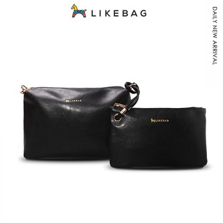 LIKEBAG กระเป๋าสะพายไหล่ผู้หญิงสีทึบกระเป๋าสะพายข้างพร้อมสายสะพายยาว