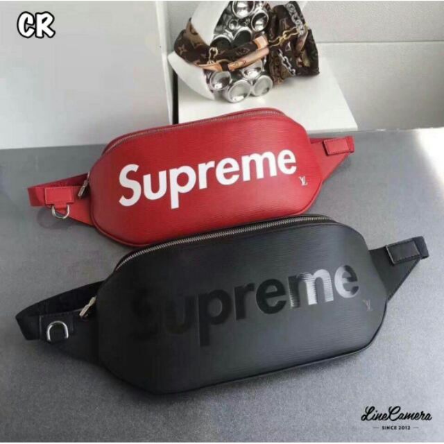 🎉กระเป๋าคาดอก Supreme  12" สายหนังมีกระเป๋าด้านหลัง🎉