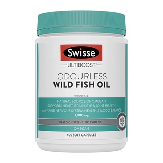 Swisse Ultiboost Odourless Wild Fish Oil 1000mg 400 capsules DHA OMEGA ความแข็งแรงสูง น้ำมันปลาป่า