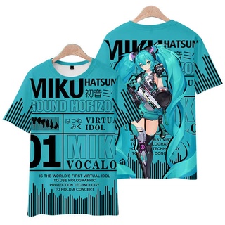 ใหม่ เสื้อยืดแขนสั้นลําลอง พิมพ์ลายอนิเมะ Hatsune Miku 3 มิติ ทรงหลวม สไตล์ญี่ปุ่น แฟชั่นสําหรับผู้ชาย และผู้หญิง