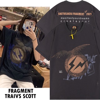 แฟชั่นคลาสสิกพร้อมส่ง Travis Scott สินค้าใหม่ Cactus Jack FRAGMENT CREATE TEE TS ⚡🦅Lighting Eagle ⚡🦅 แขนสั้น คู่รัก st