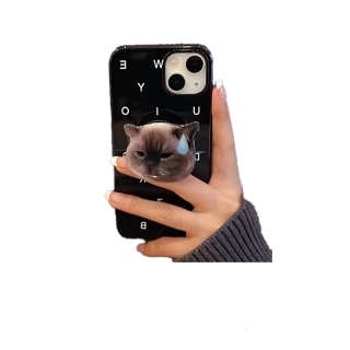 เคสโทรศัพท์มือถือ ทำจากซิลิโคน ลายตัวอักษร พร้อมขาตั้ง รูปแมว สําหรับ IPhone 11 13 12 pro max 8 Plus