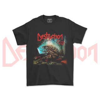 คอลูกเรือเสื้อยืดคอกลมเสื้อยืด พิมพ์ลาย BAND DESTRUCTION โลหะ V1ผ้าฝ้ายแท้