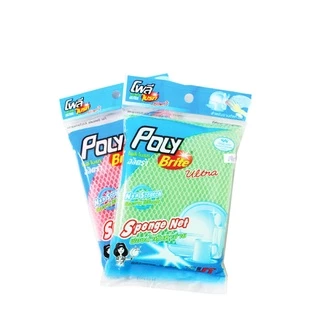 (ยกแพ็ก) Poly-Brite โพลี-ไบรท์ ฟองน้ำหุ้มตาข่าย (คละสี) สปอนจ์อัลตร้า ไม่เป็นรอย ขัดเทฟลอน เครื่องแก้ว (6 ชิ้น,12 ชิ้น)