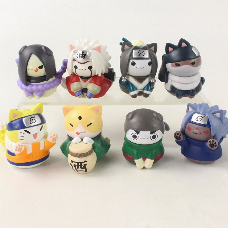 8 ชิ้น/เซ็ตอะนิเมะนารูโตะตัวเลข Uzumaki Naruto Kakashi Jiraiya Uchiha Itachi Sasuke Haruno Sakura Gaara ตัวเลขการกระทํา Mini รุ่น Q นารูโตะแมวมินิตุ๊กตาของเล่นเด็กของขวัญ
