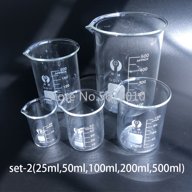 1set Lab Borosilicate Glass Beaker All Sizes Chemical Experiment ...