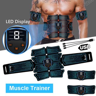 Abs Trainer EMS เครื่องกระตุ้นกล้ามเนื้อเทรนเนอร์กล้ามท้องเข็มขัดสมาร์ทฟิตเนสของผู้ชายและผู้หญิง