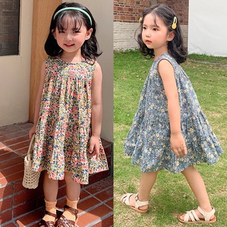 Babyzone ชุดเดรส คอกลม พิมพ์ลายดอกไม้ จับจีบ สไตล์เจ้าหญิง สําหรับเด็กผู้หญิง อายุ 3-8 ปี