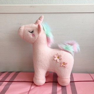 ตุ๊กตา unicorn สายรุ้งสีชมพู ขนาด 14”