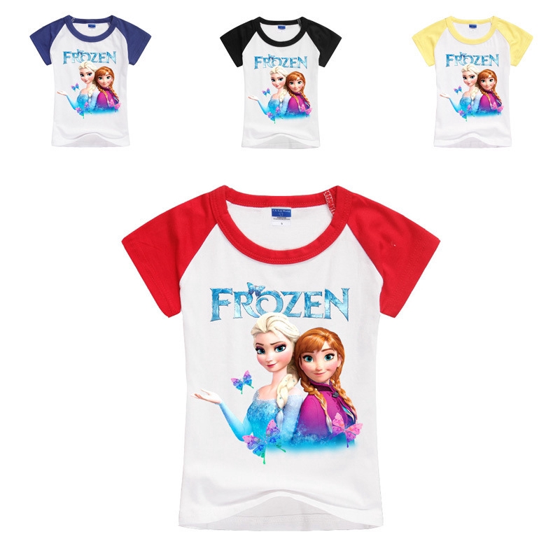 Frozen 2 Kids Tshirt Boys Girls Teeshirt Cotton Kids Tee 3D พิมพ์เสื้อยืดเด็ก